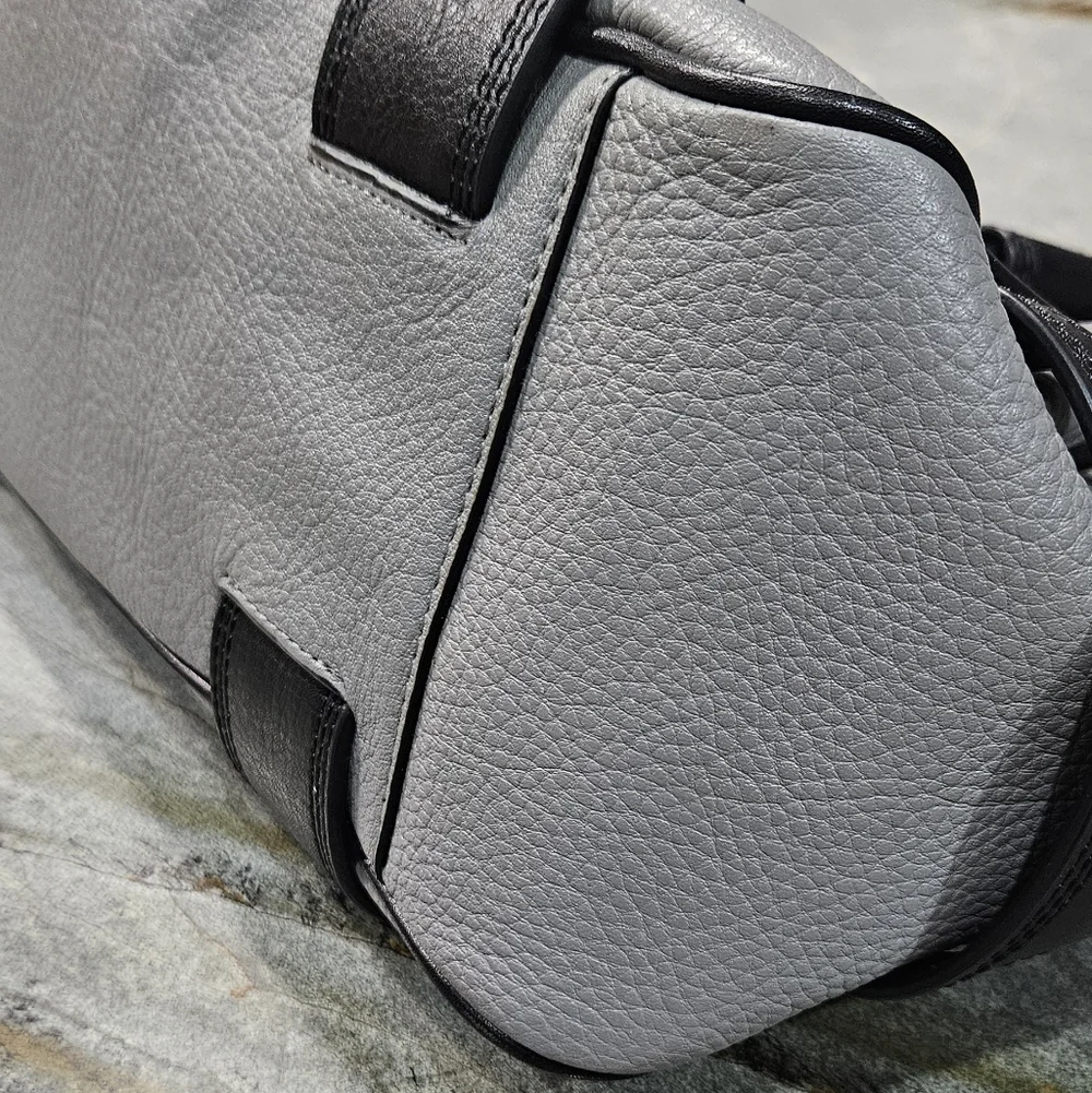 Michael Kors Gray & Black Pebbled Leather Satchel Shoulder Bag NWOT